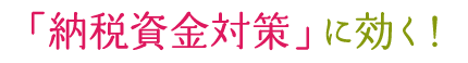 「納税資金対策」に効く！