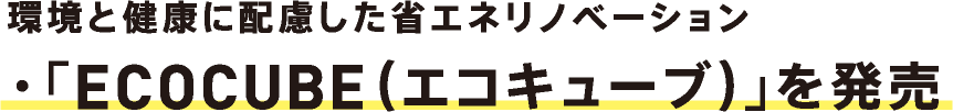 環境と健康に配慮した省エネリノベーション ・「ECOCUBE（エコキューブ）」を発売